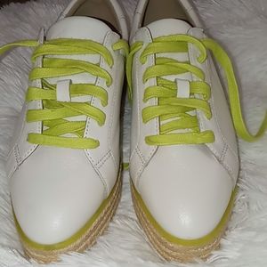 Leather espadrille platform